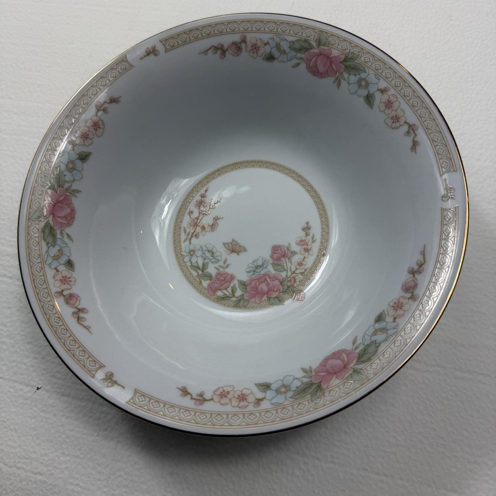 FAIRFIELD Vintage Symphony Fine China Serving Bowl Round 9 1/4" Flower Gold Trim